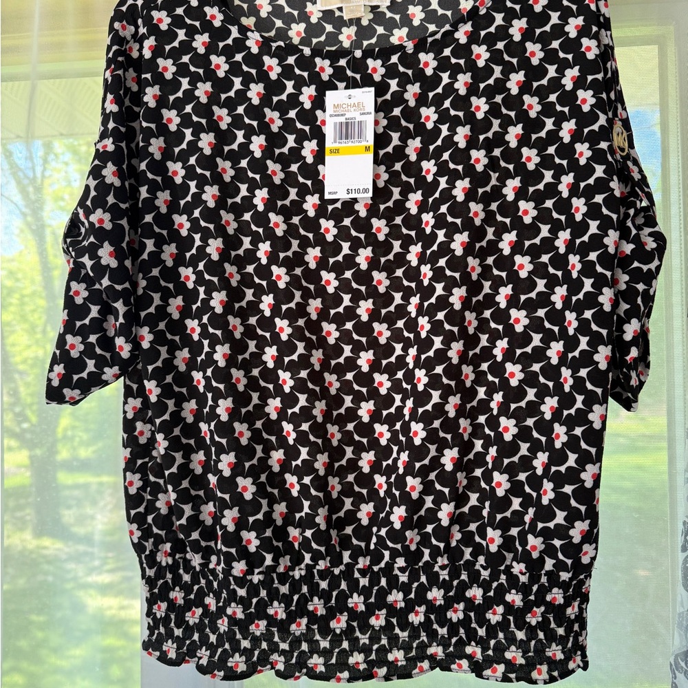 NWT-  MK Floral Black and White Women's Top